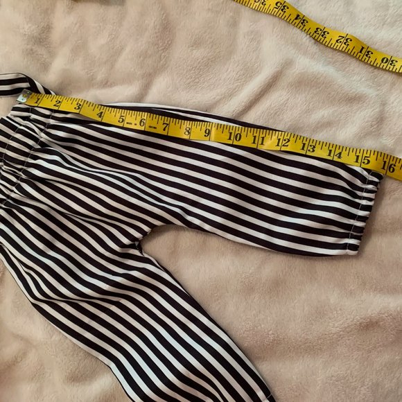 Black and Grayish/Ivory Paper Bag Waist Pants - Picture 12 of 15